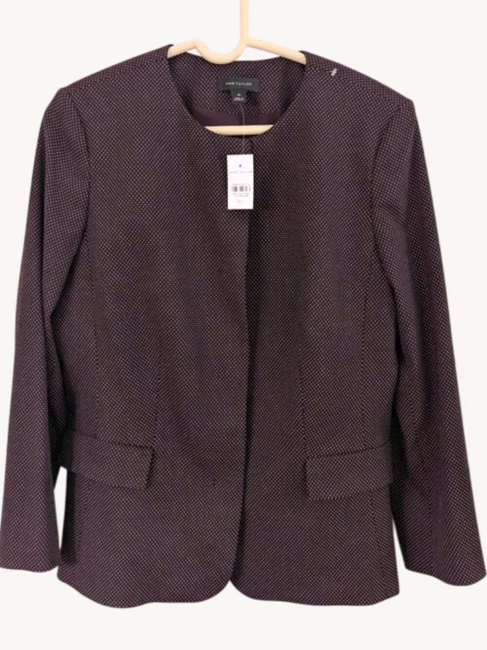 Ann Taylor Women's Plum Dot Collarless Blazer Size 10T